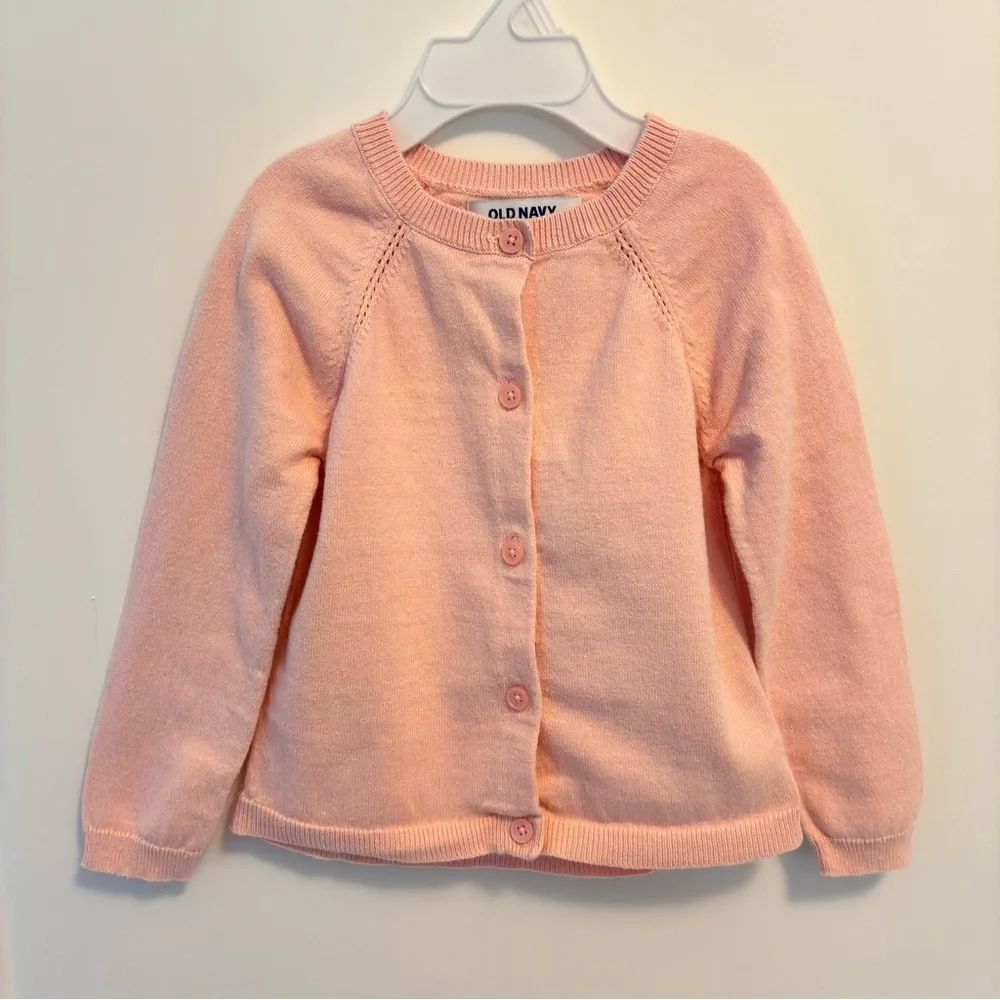 Old Navy Toddler Girl Button-Front Cardigan Sweater Pink & Floral Leggings 3T